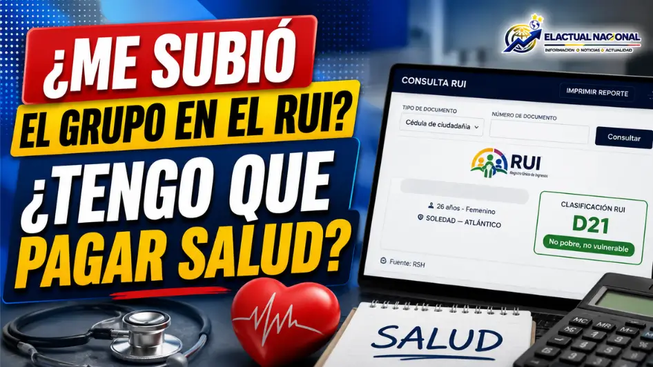 ¿Tengo que pagar salud si me subieron de grupo en el RUI? Consulta sobre clasificación RUI y aportes a salud.